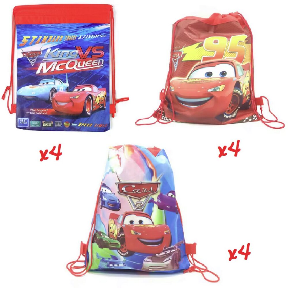 Disney Pixar Cars 2 Lightning McQueen Drawstring Tote Bags Party Favors 12 Pcs - Picture 3 of 11